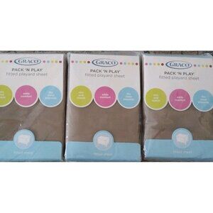 Graco Pack N Play Playard 27" x 39" fitted sheets Set Of 3, Camel